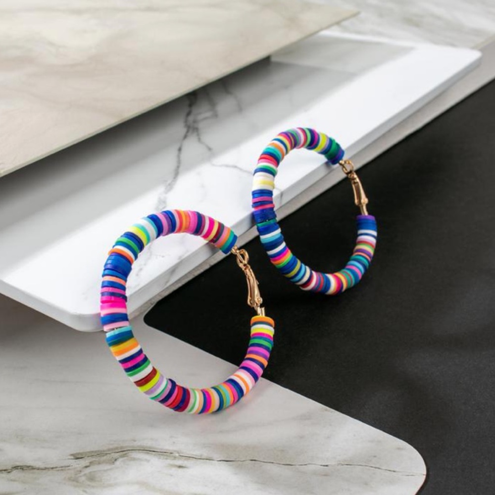 Colorful Beads Hoop Earrings